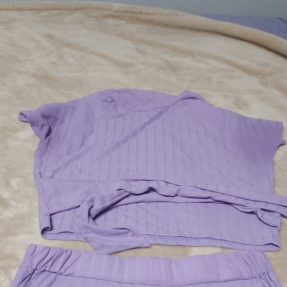 Lavender Ribbed Lounge Set - Picture 3 of 4